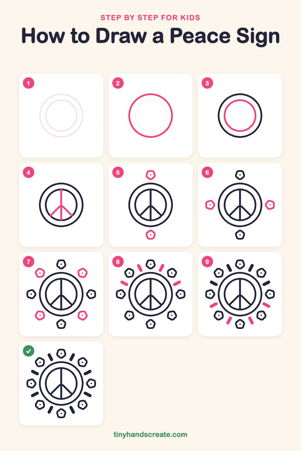 How to draw a peace sign step by step for kids