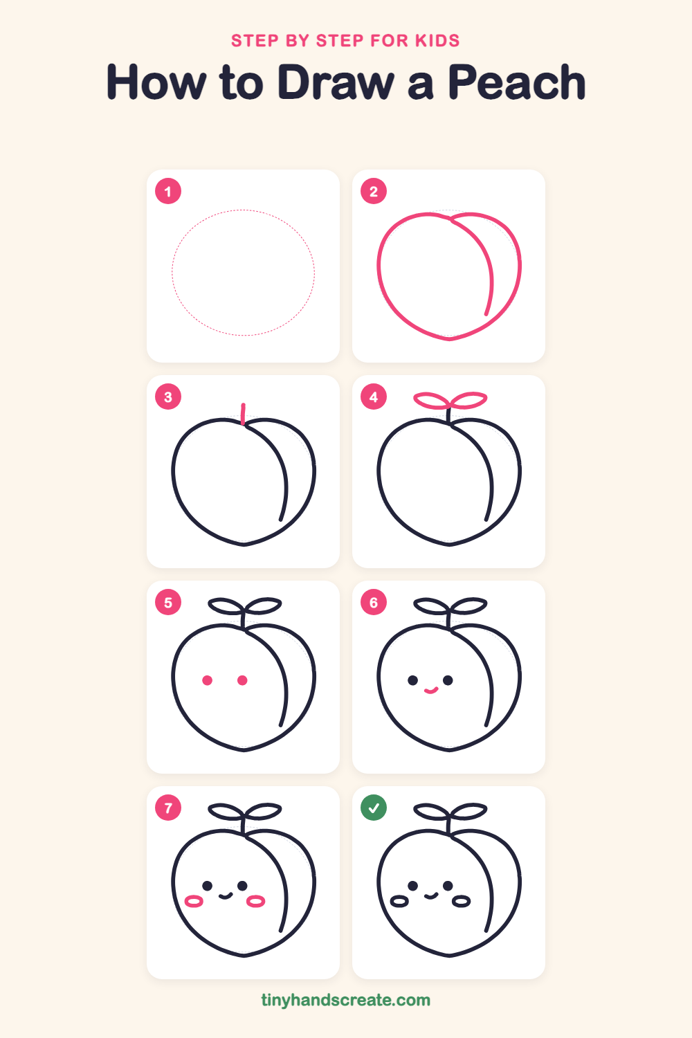 How to draw a peach step by step for kids