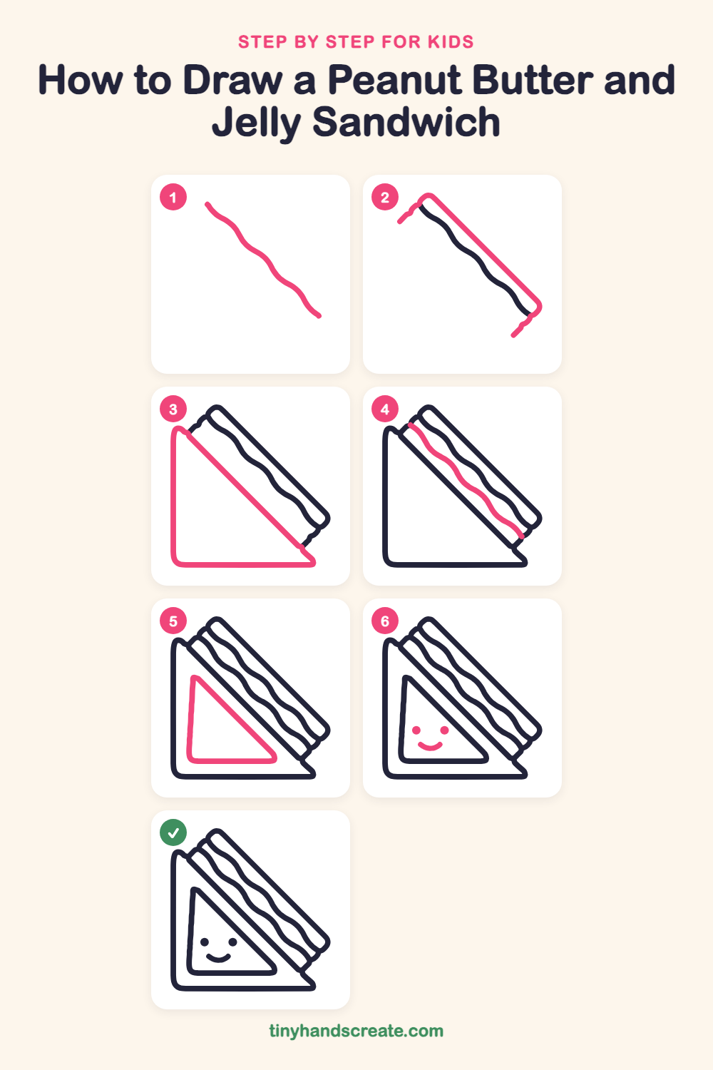 How to draw a peanut butter and jelly sandwich step by step for kids