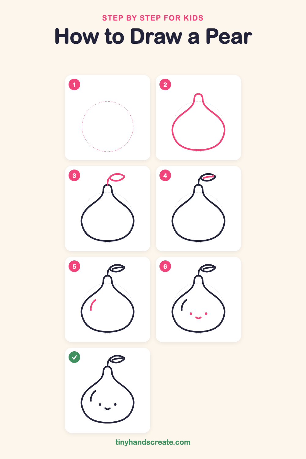 How to draw a pear step by step for kids