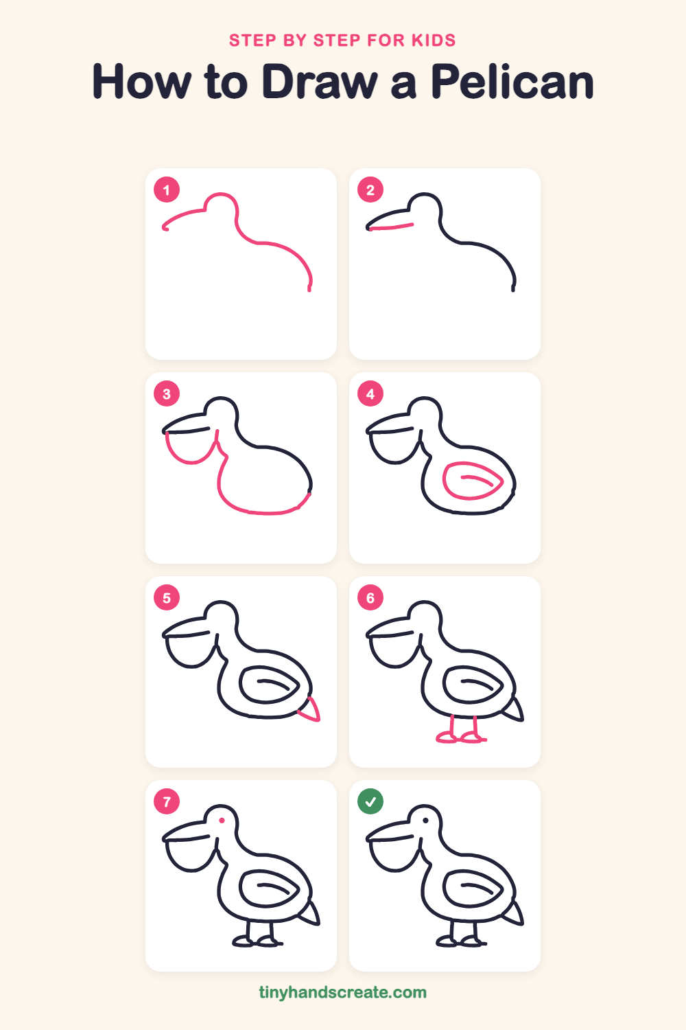 How to draw a pelican step by step for kids