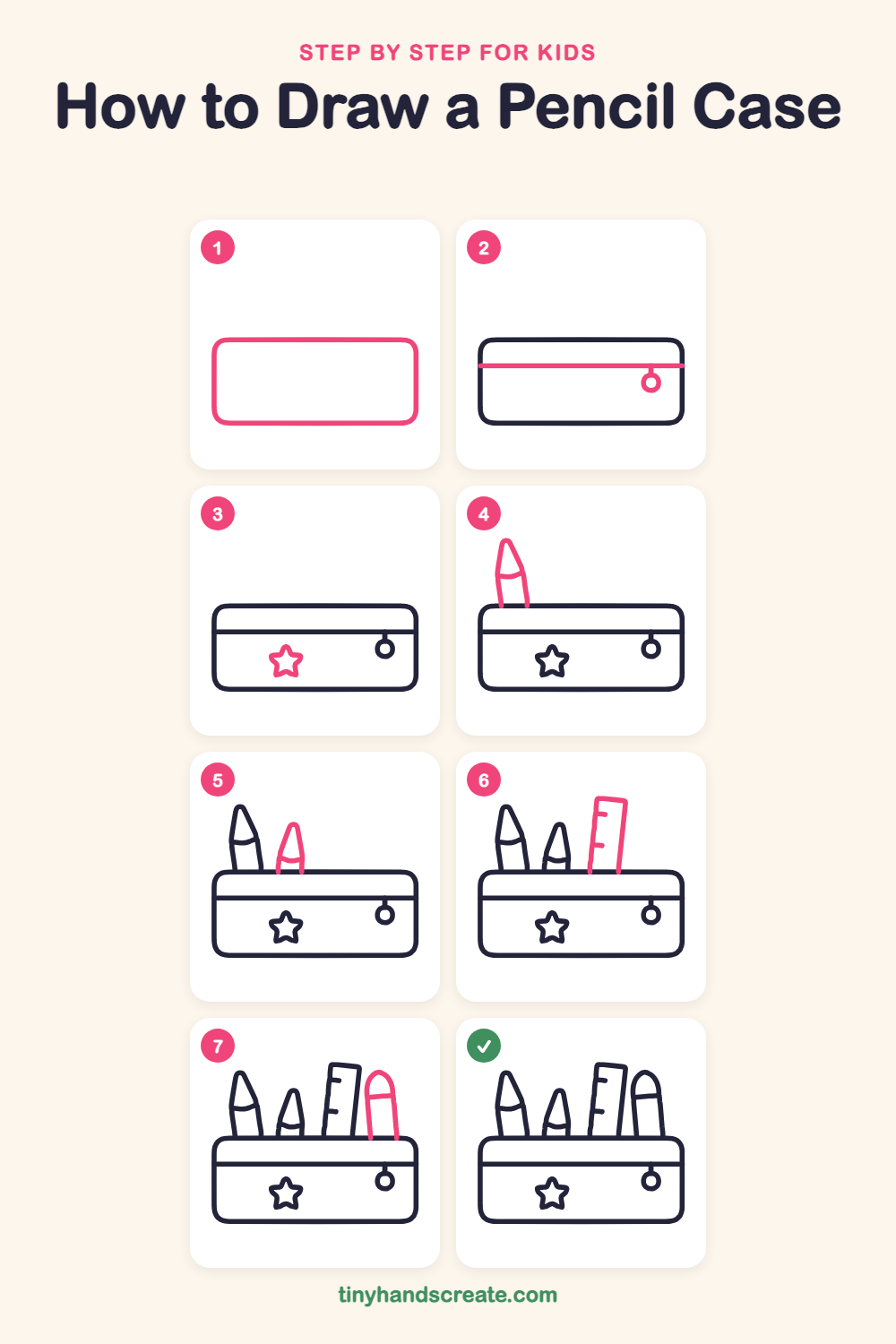 How to draw a pencil case step by step for kids