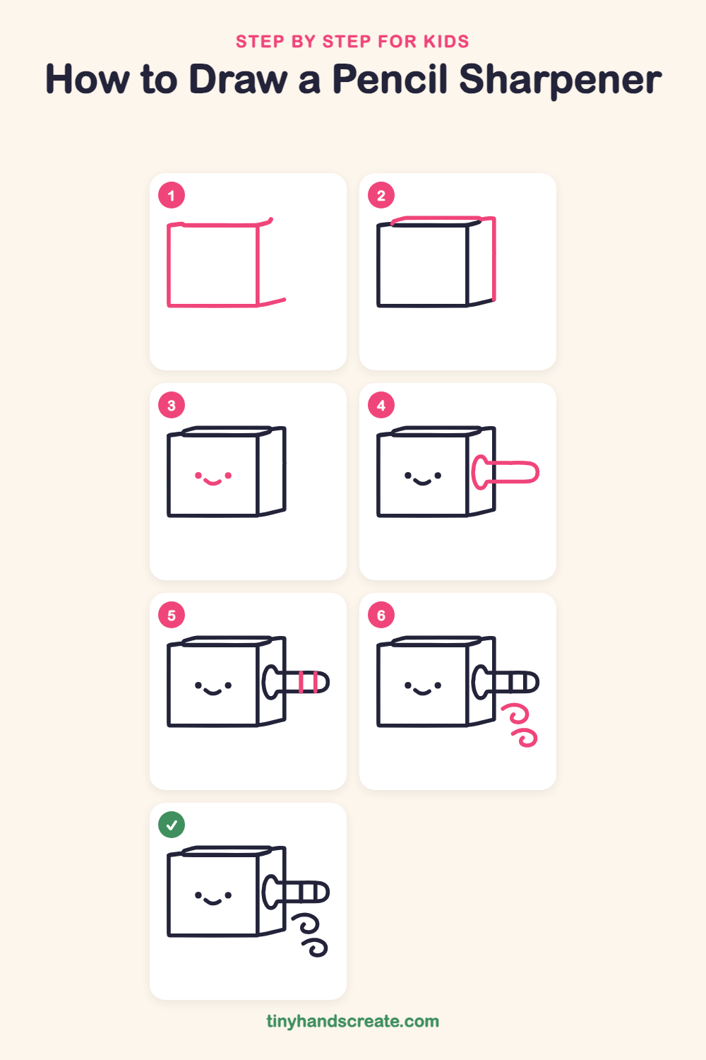 How to draw a pencil sharpener step by step for kids