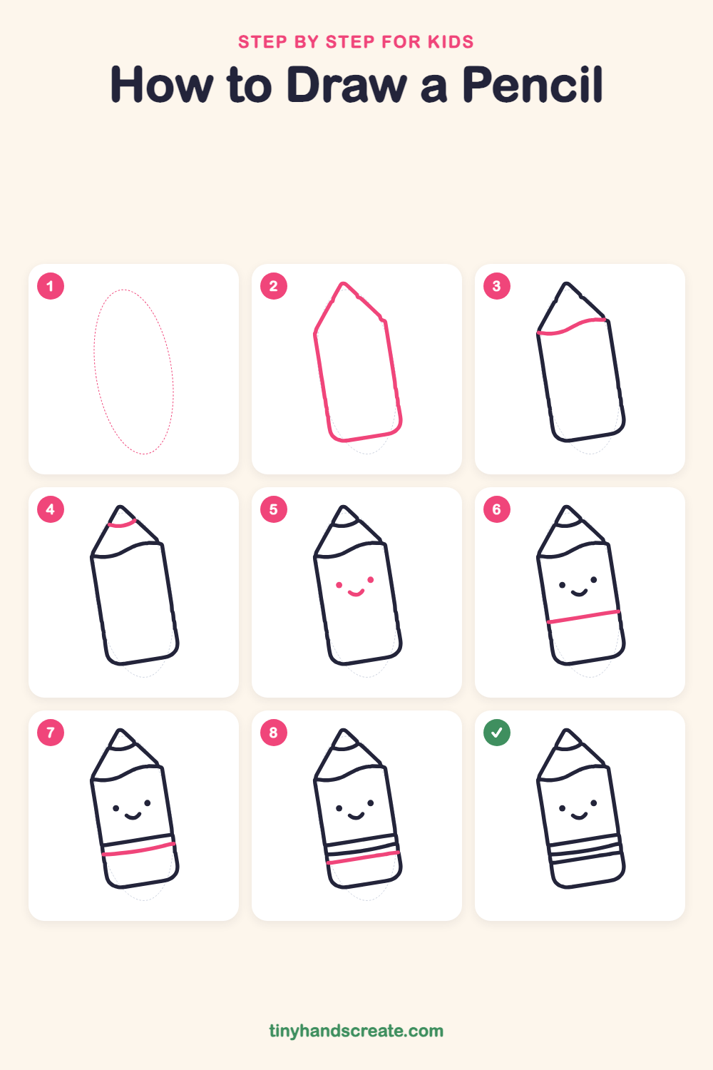 How to draw a pencil step by step for kids