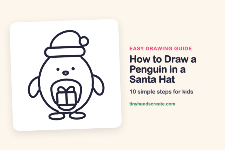 How to Draw a Penguin in a Santa Hat: easy drawing guide for kids