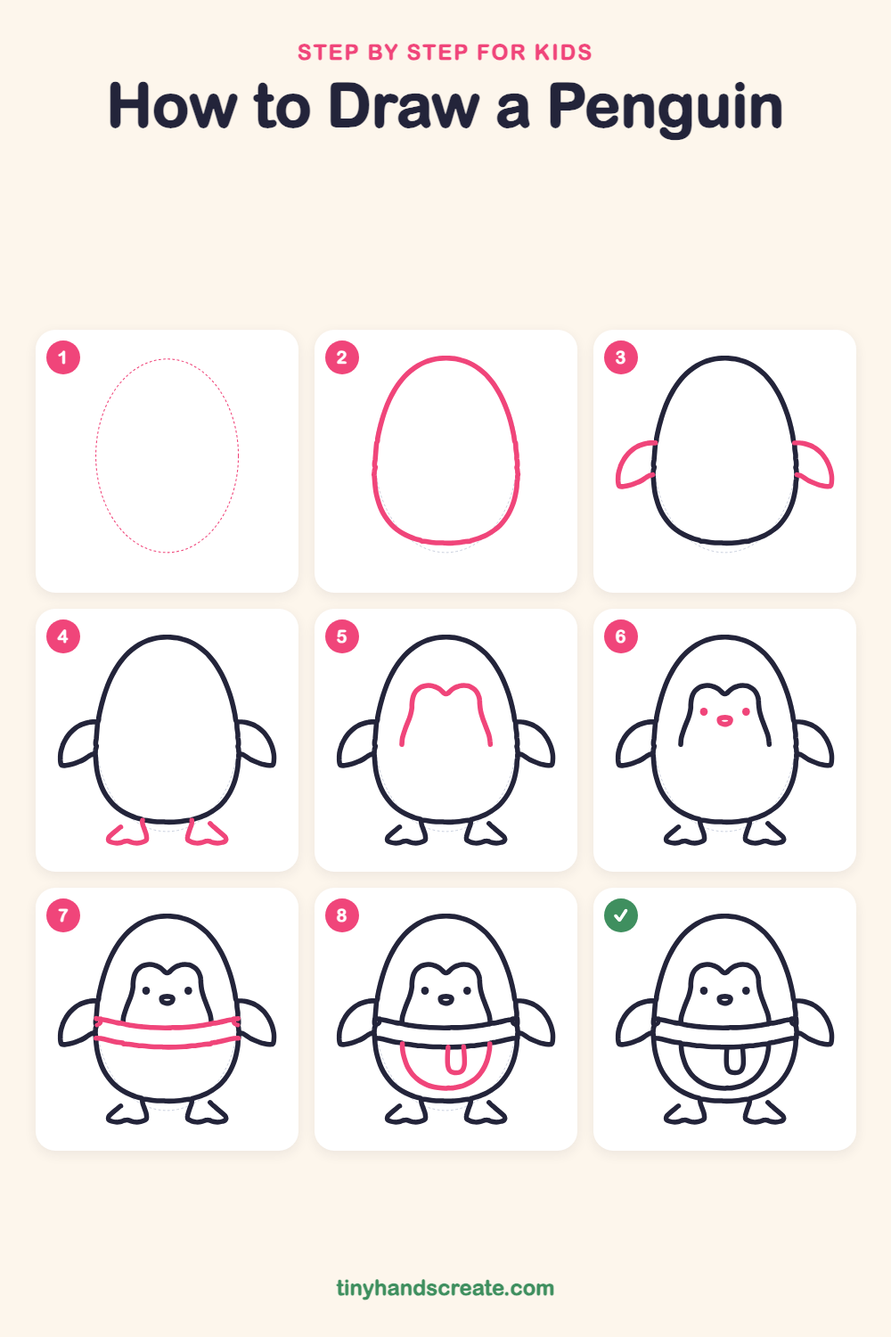 How to draw a penguin step by step for kids