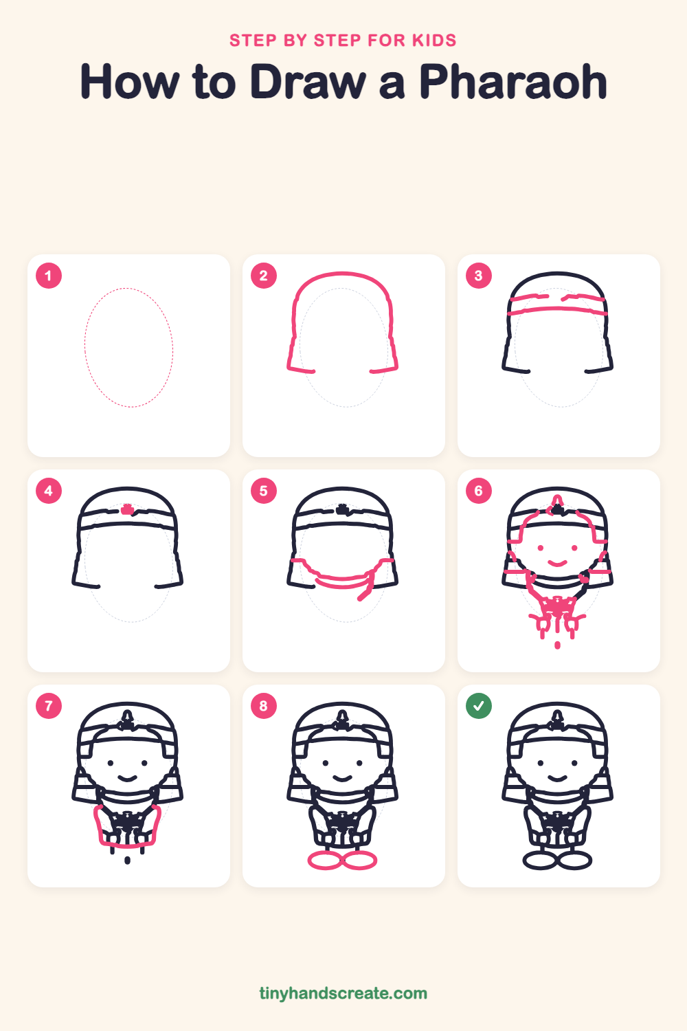 How to draw a pharaoh step by step for kids