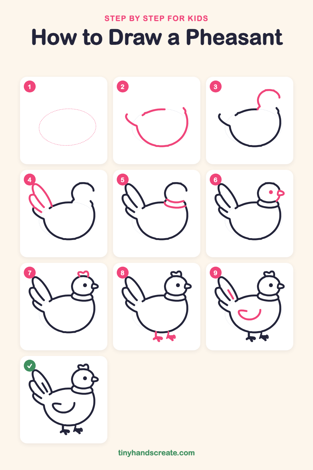 Simple Feather Drawing How to Draw a Pheasant: Easy Step by Step for Kids
