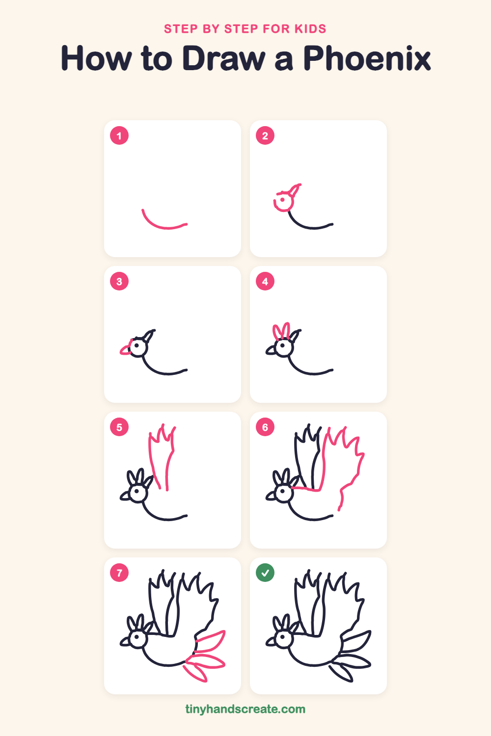 How to draw a phoenix step by step for kids