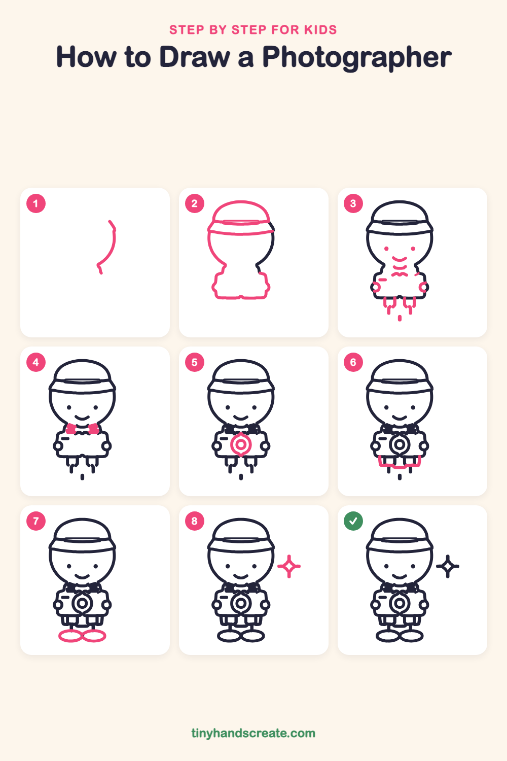 How to draw a photographer step by step for kids