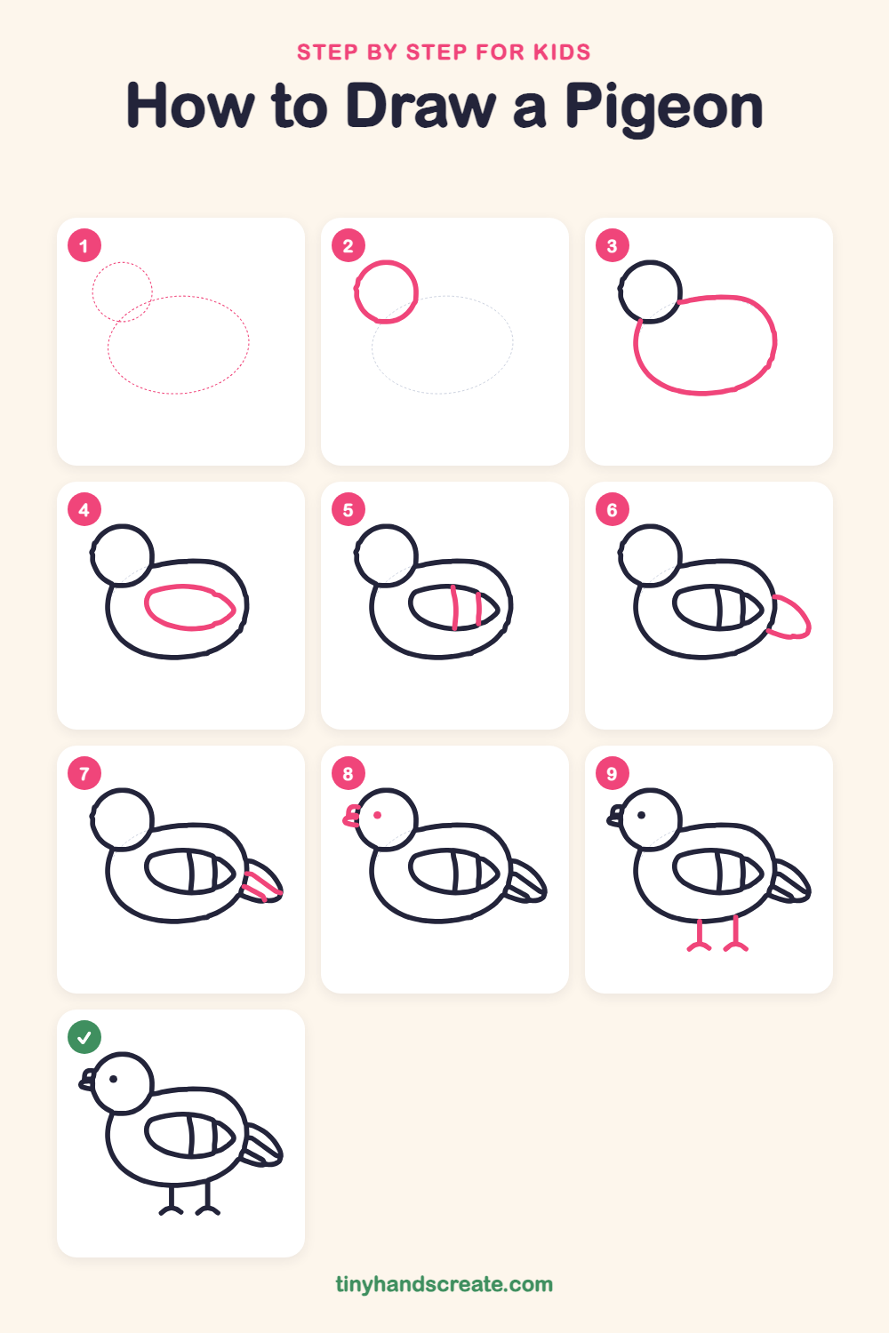 How to draw a pigeon step by step for kids