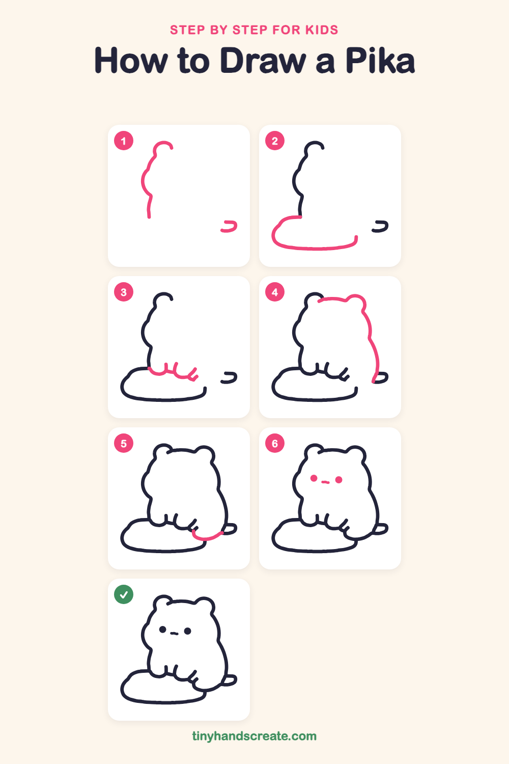 How to draw a pika step by step for kids