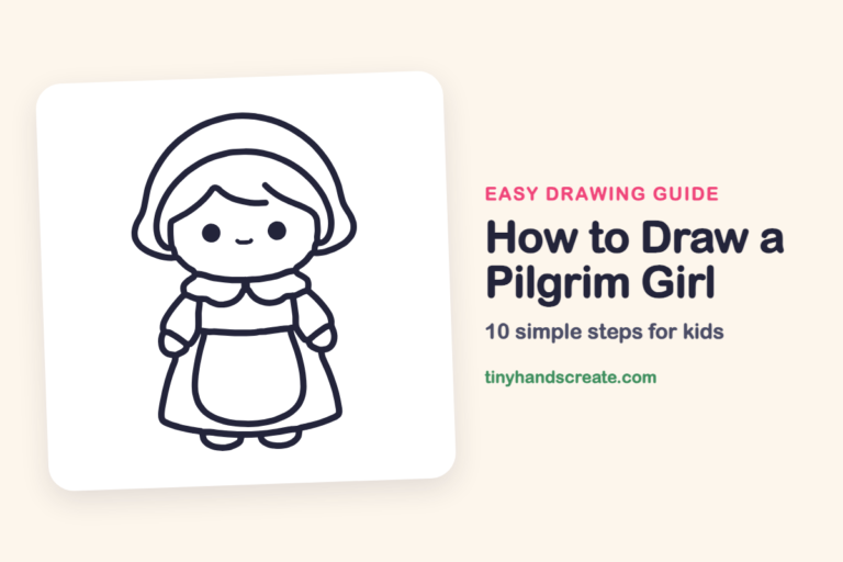 How to Draw a Pilgrim Girl: easy drawing guide for kids