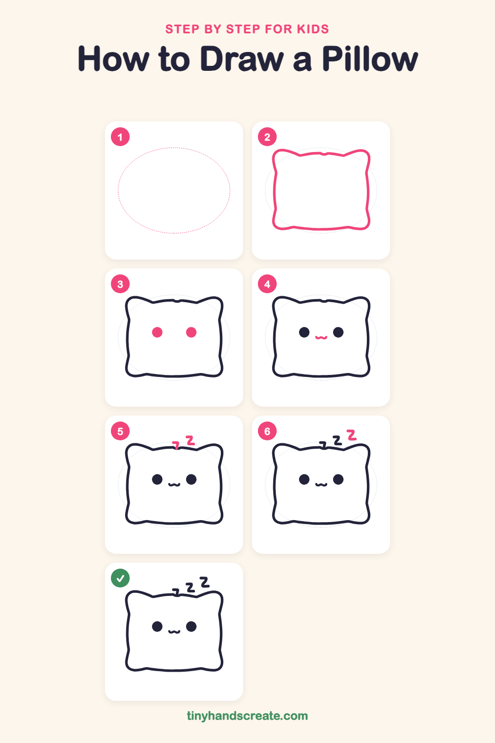 How to draw a pillow step by step for kids