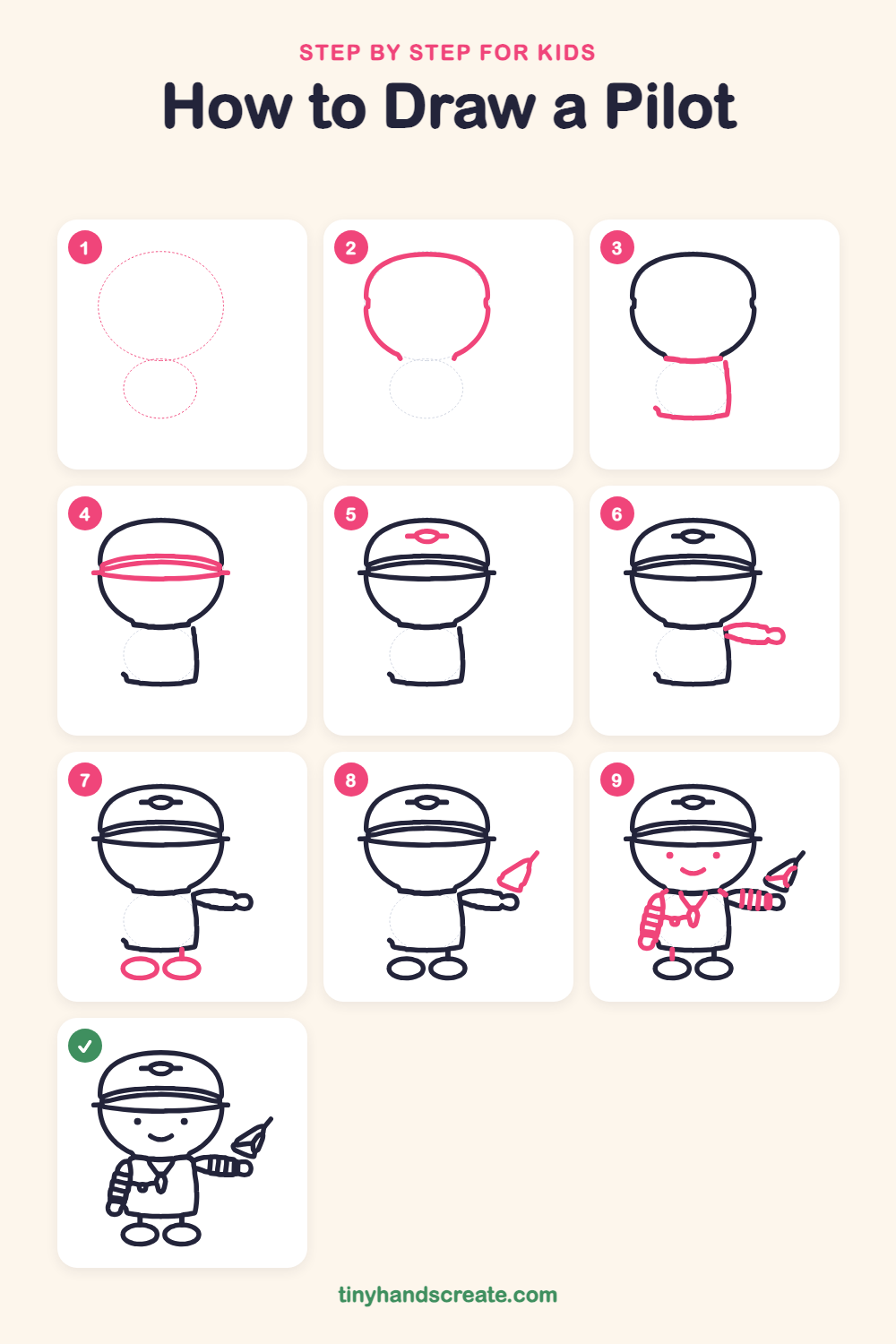 How to draw a pilot step by step for kids
