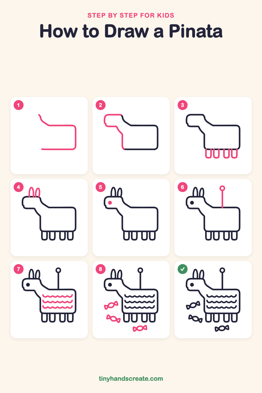 How to draw a pinata step by step for kids