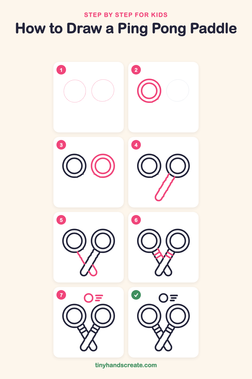 How to draw a ping pong paddle step by step for kids