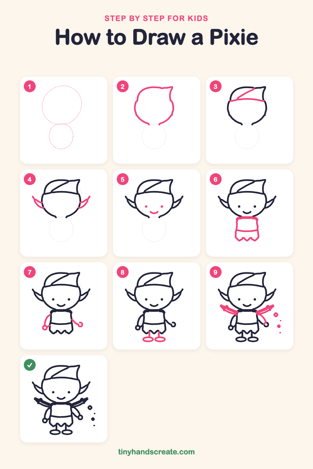 How to draw a pixie step by step for kids