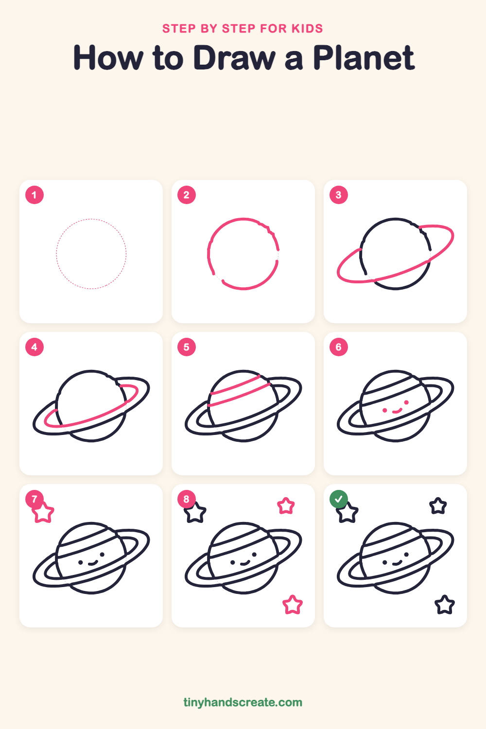 How to draw a planet step by step for kids