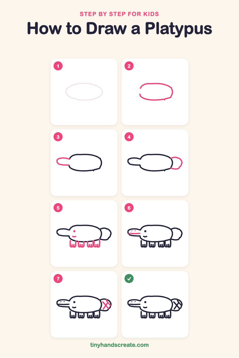How to draw a platypus step by step for kids