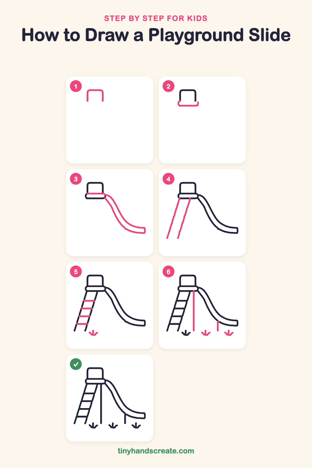 How to draw a playground slide step by step for kids