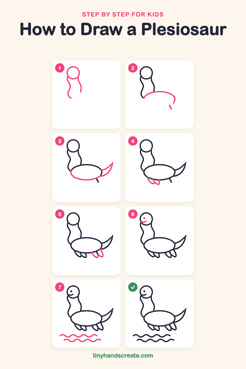 How to draw a plesiosaur step by step for kids