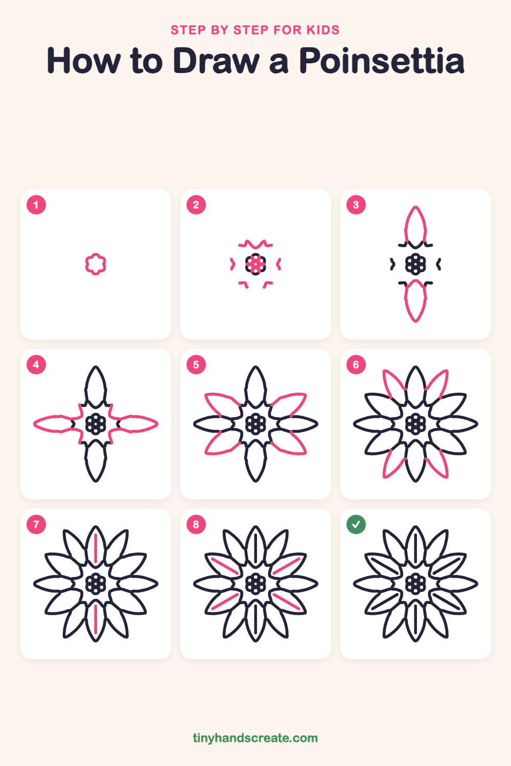 How to draw a poinsettia step by step for kids