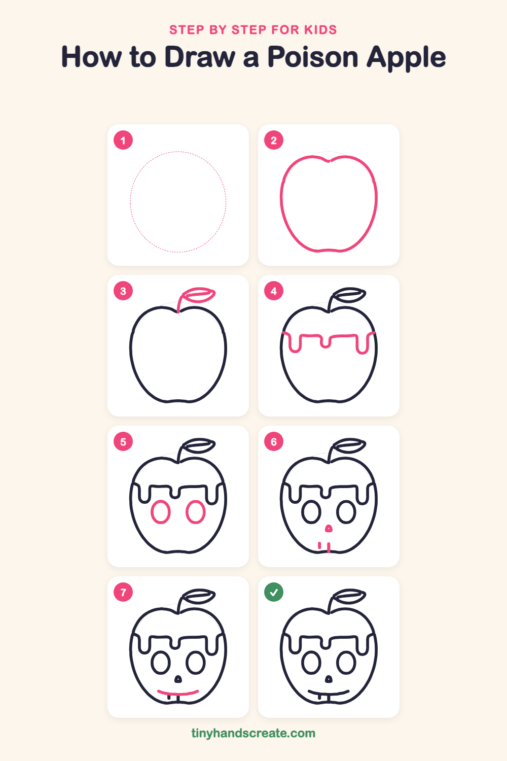 How to draw a poison apple step by step for kids