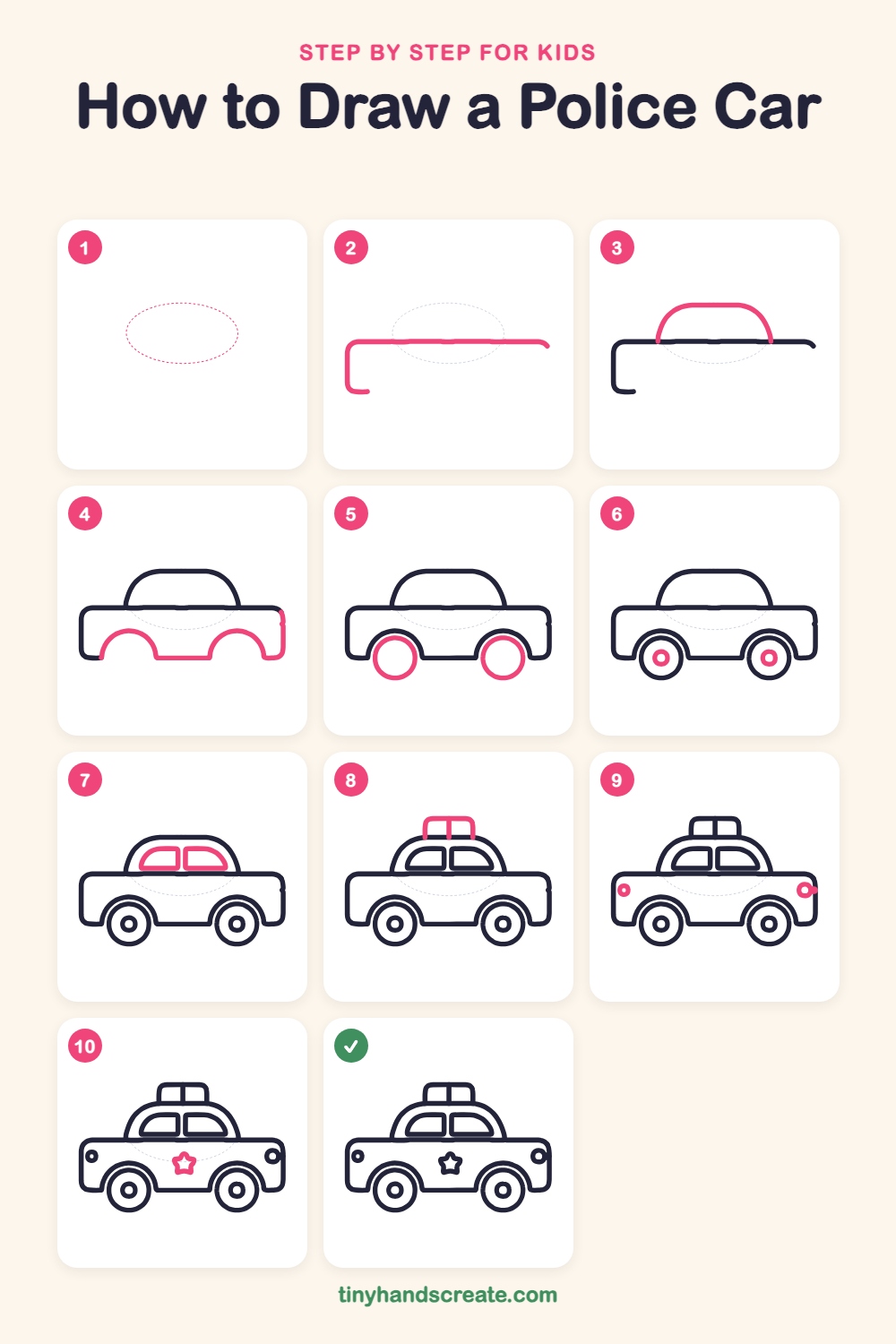How to draw a police car step by step for kids