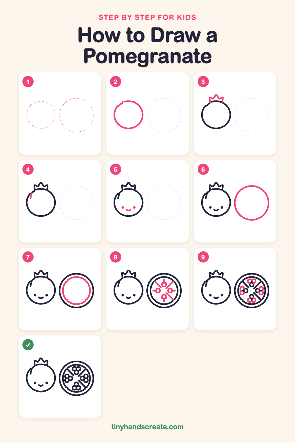 How to draw a pomegranate step by step for kids