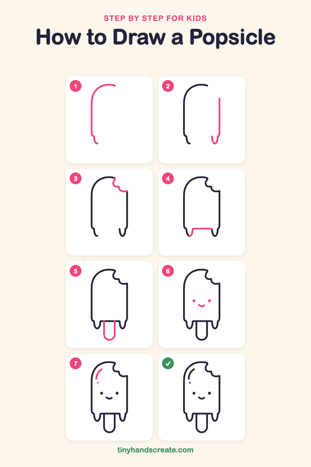 How to draw a popsicle step by step for kids