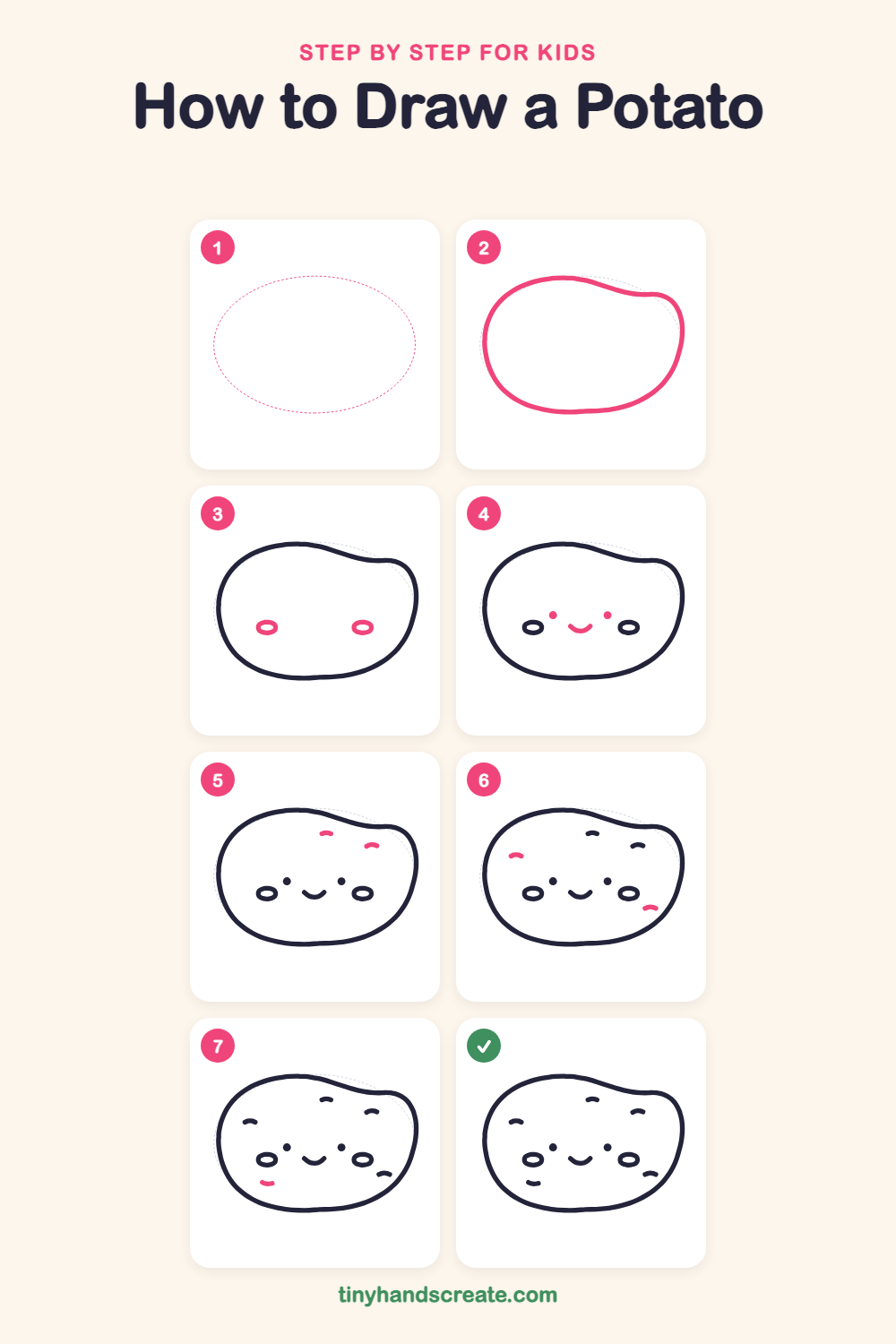 How to draw a potato step by step for kids
