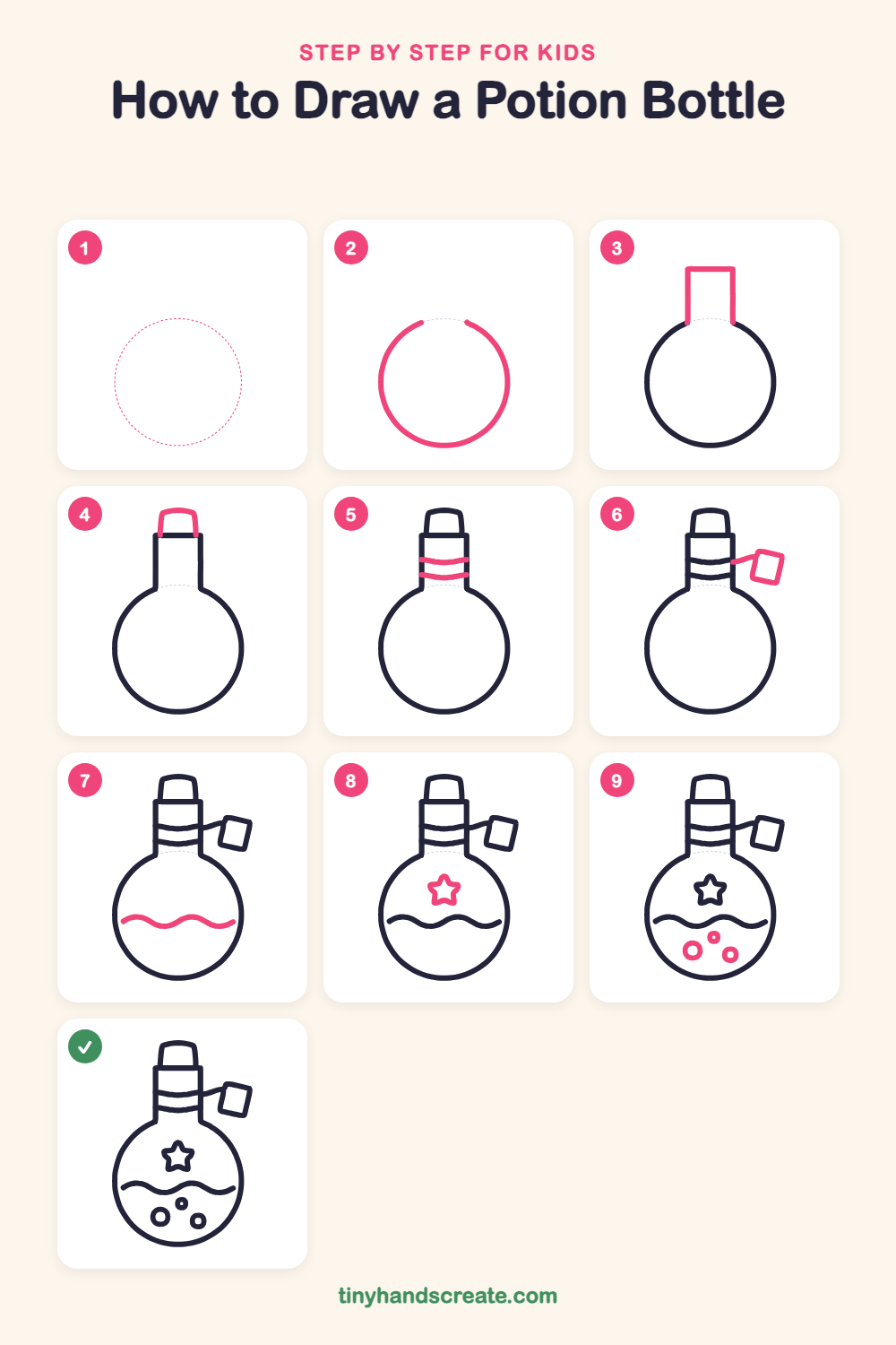 How to draw a potion bottle step by step for kids