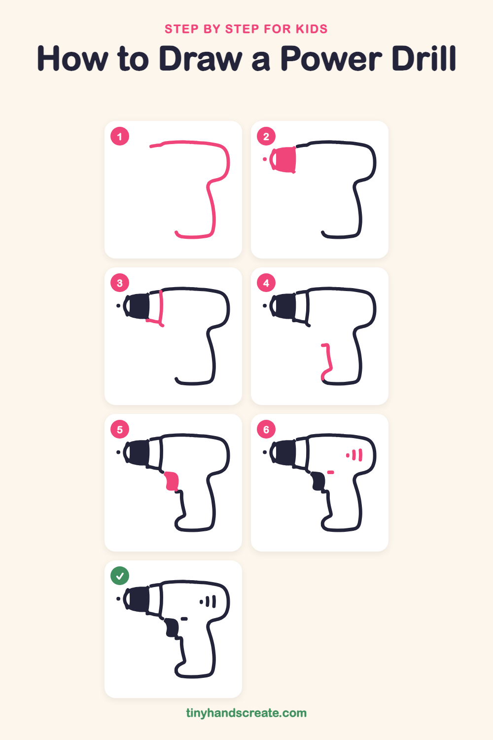 How to draw a power drill step by step for kids
