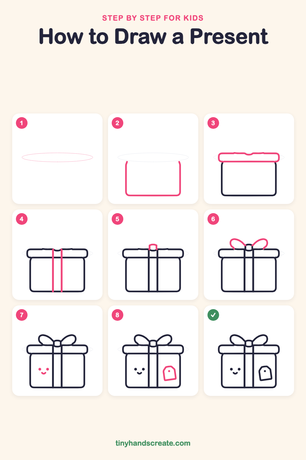 How to draw a present step by step for kids