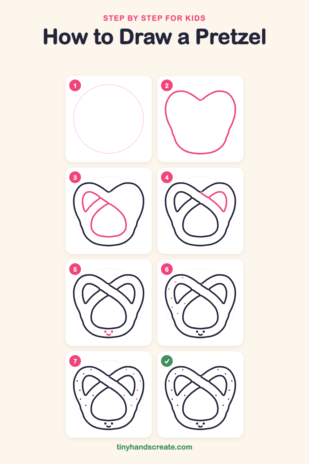 How to draw a pretzel step by step for kids
