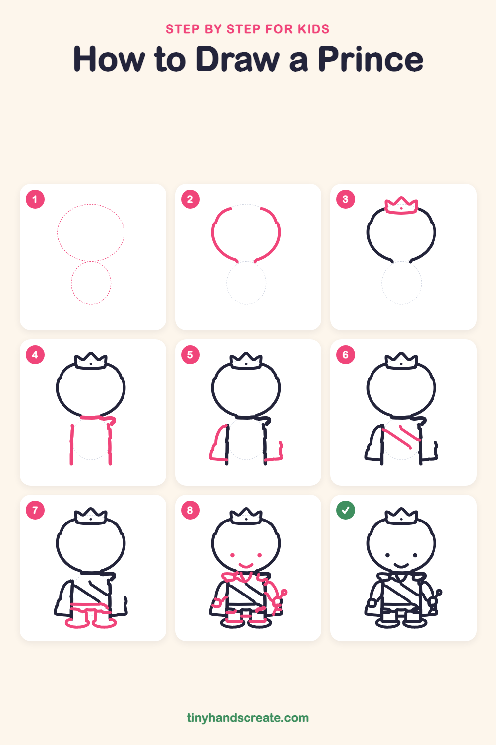 How to draw a prince step by step for kids