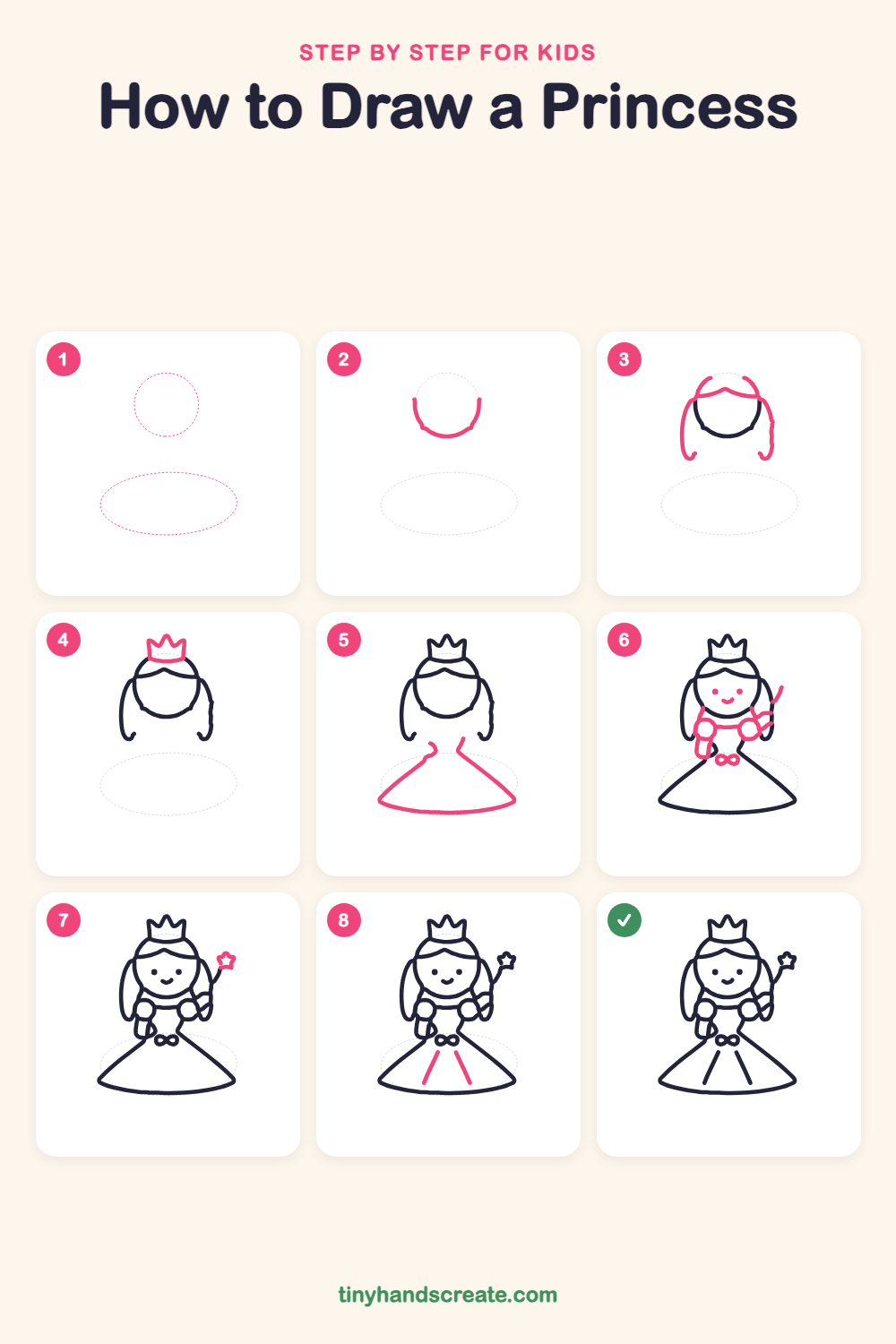 How to draw a princess step by step for kids
