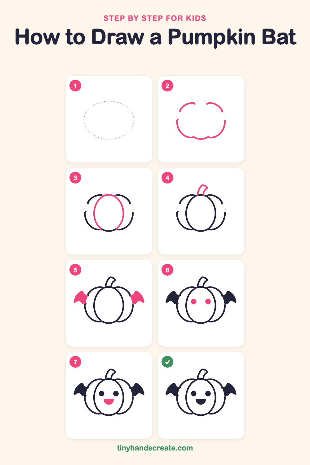 How to draw a pumpkin bat step by step for kids