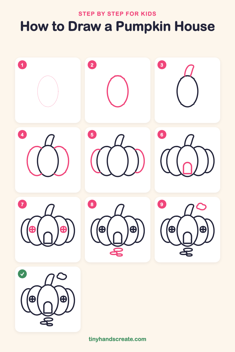 How to draw a pumpkin house step by step for kids