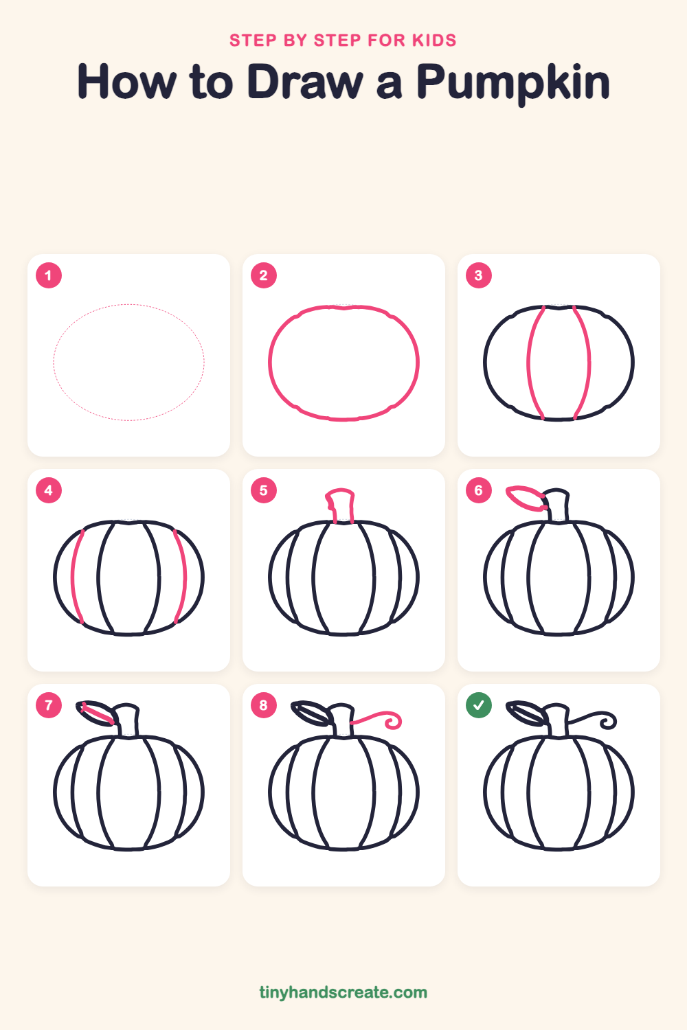 How to draw a pumpkin step by step for kids