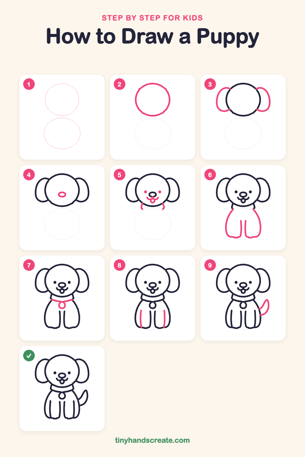 How to draw a puppy step by step for kids