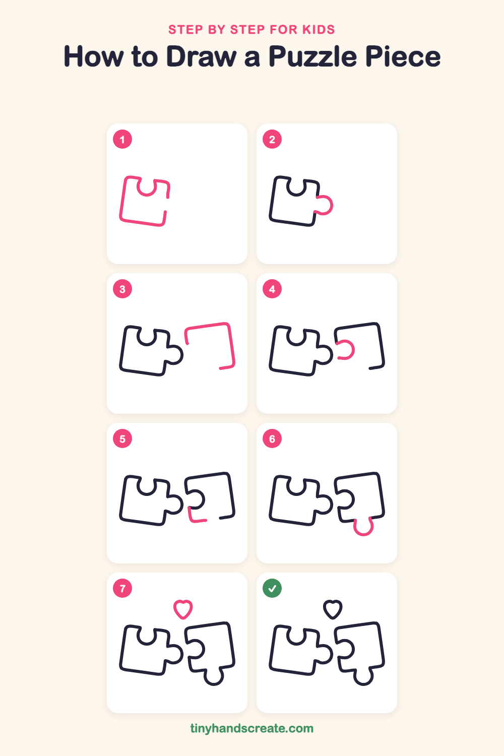How to draw a puzzle piece step by step for kids