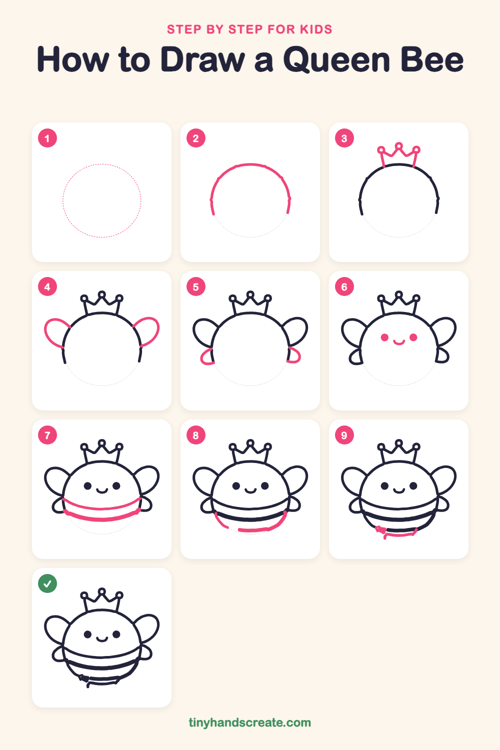 How to draw a queen bee step by step for kids