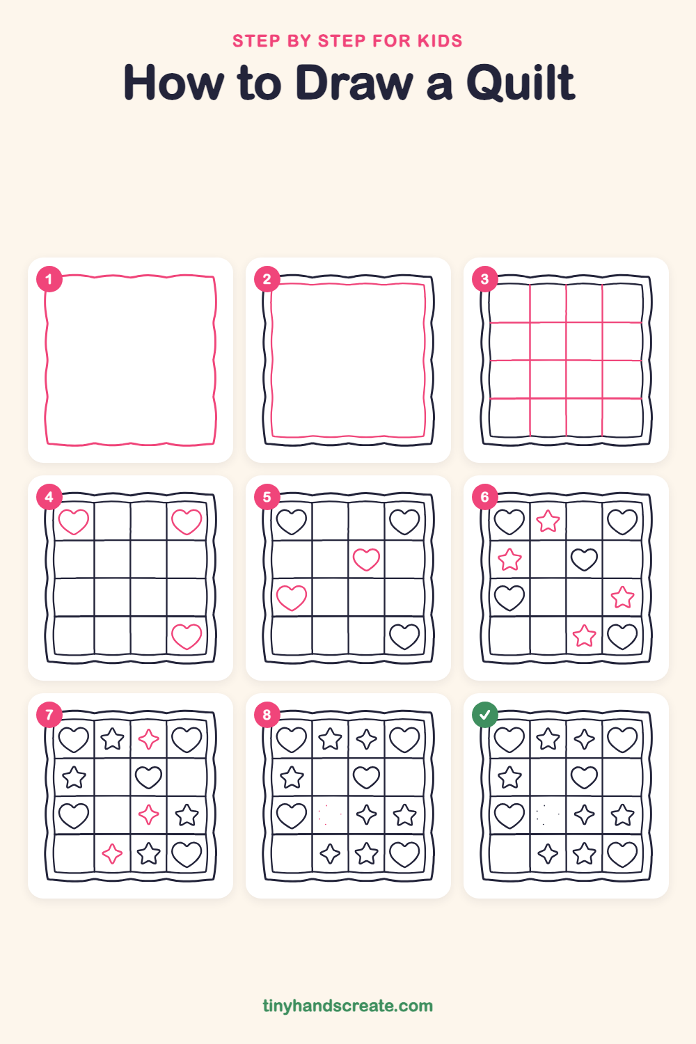How to draw a quilt step by step for kids