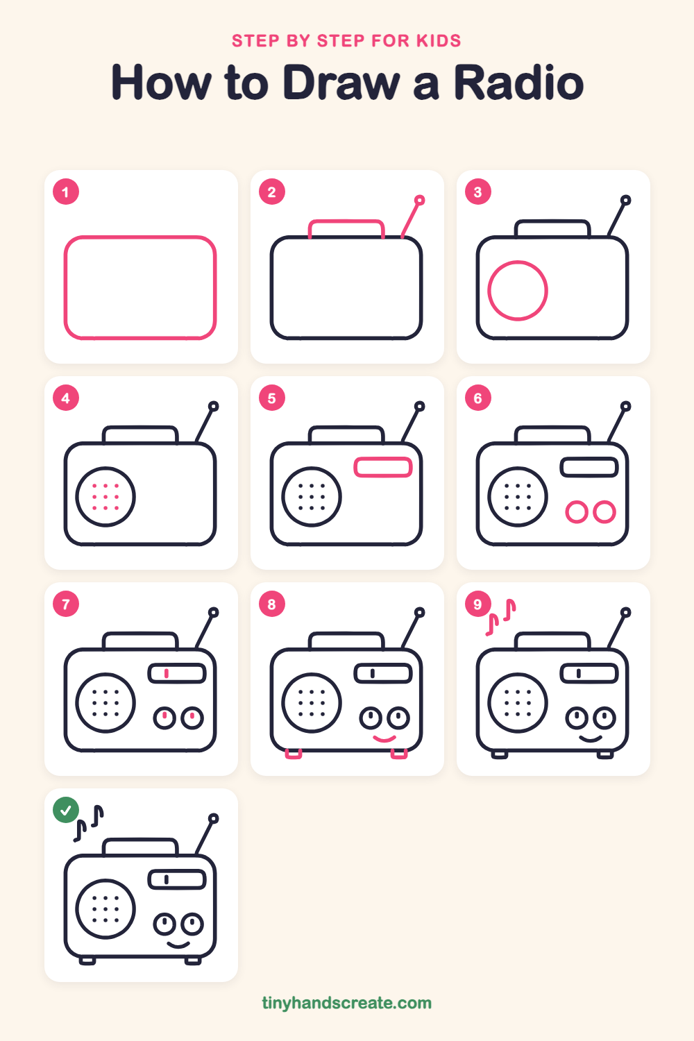How to draw a radio step by step for kids
