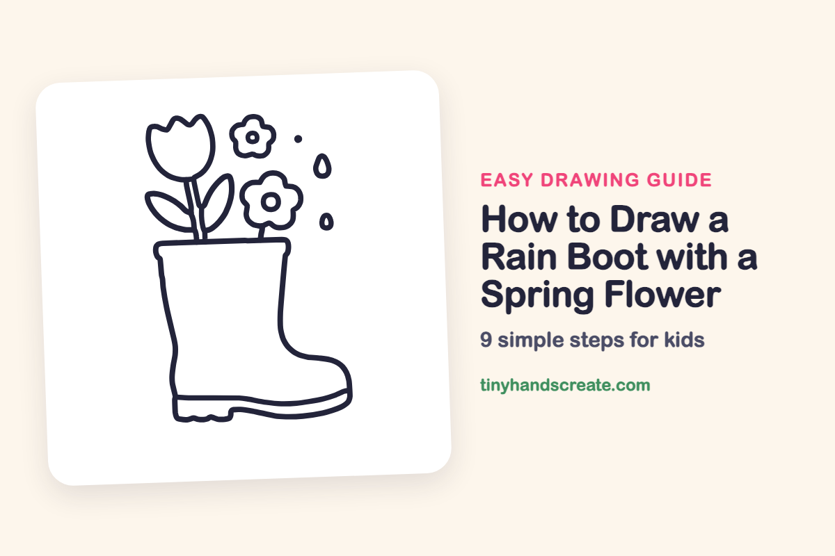 How to Draw a Rain Boot with a Spring Flower: easy drawing guide for kids