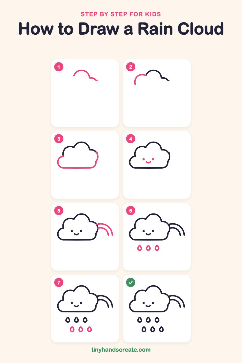 How to draw a rain cloud step by step for kids
