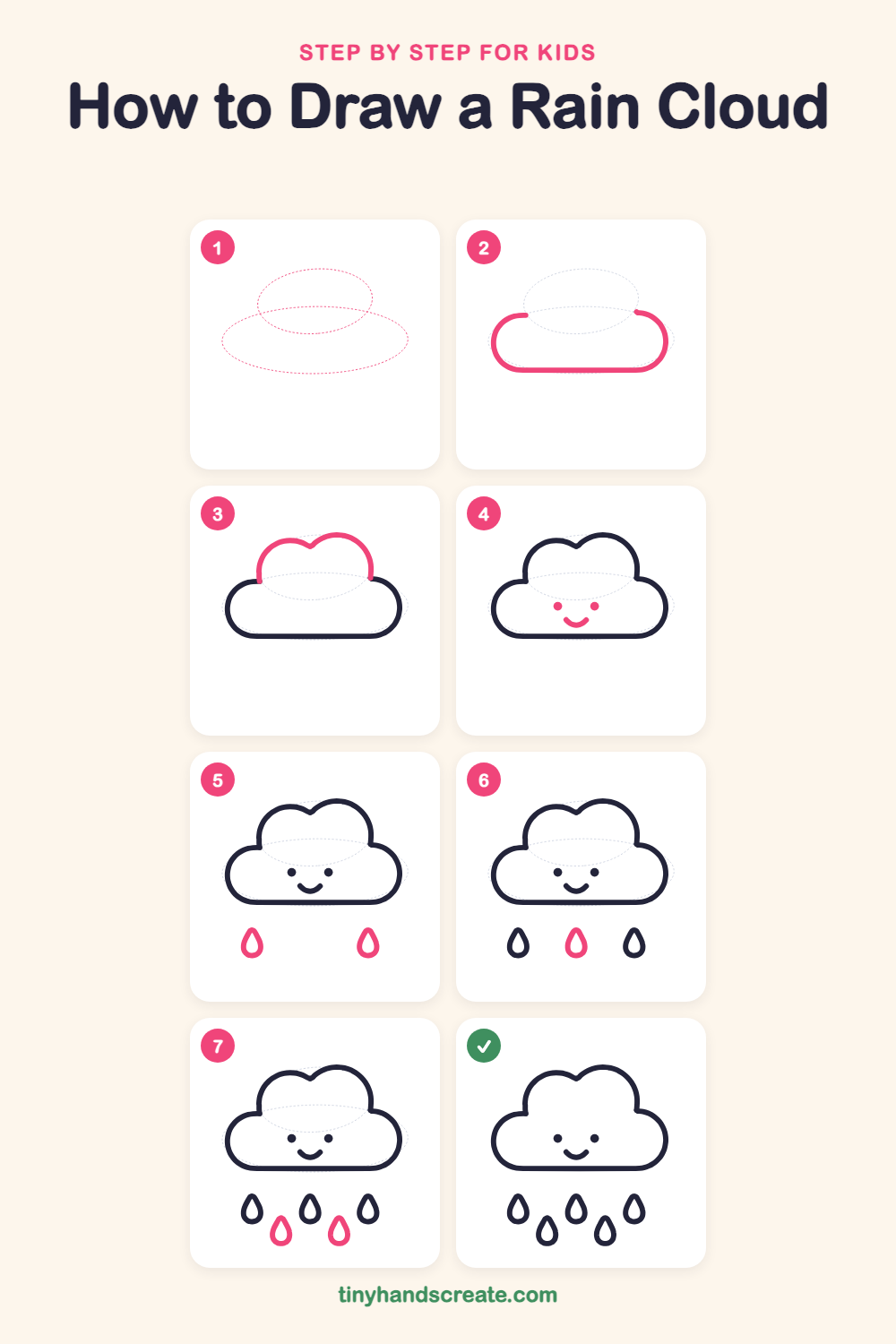 How to draw a rain cloud step by step for kids