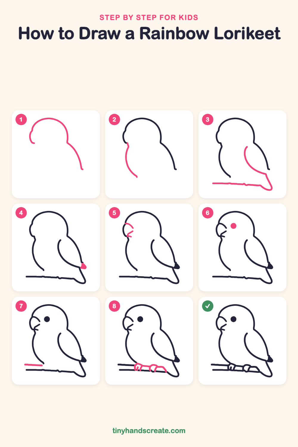 How to draw a rainbow lorikeet step by step for kids